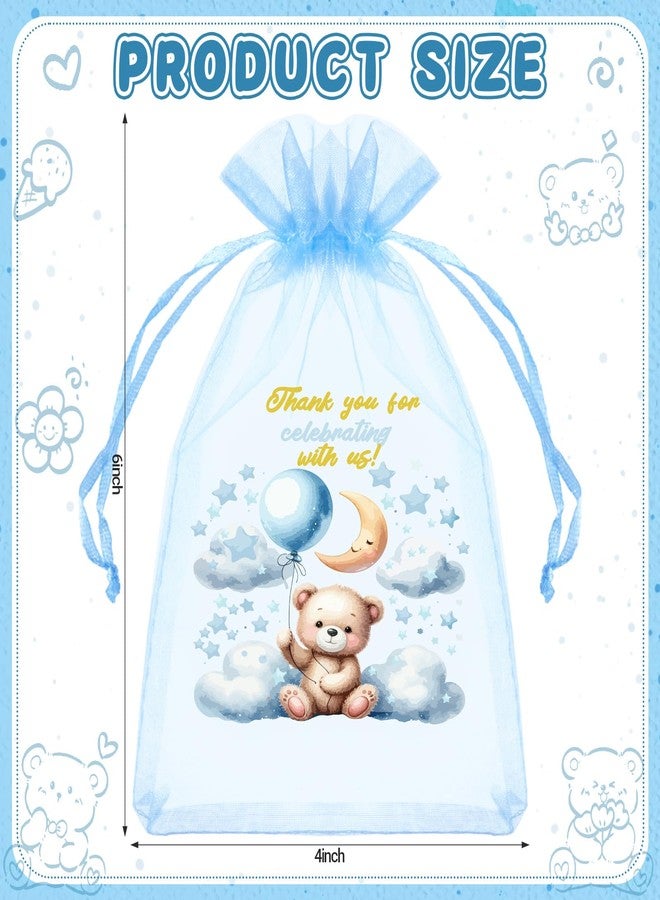 Threlaco 100 Pcs Organza Bags for Baby Shower Party Favor 4 x 6 Inch, Thank You Gift Bags Small Sheer Drawstring Mesh Pouch for Baby Shower Party Favor(Blue) - Image 2